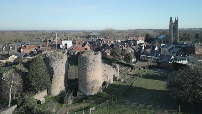 Bungay, Suffolk, and it's Norman Castle (dolly in)