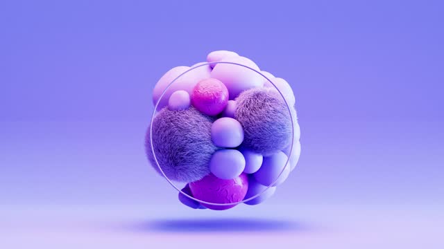 Soft bubbles flying on purple background, 4k animated video