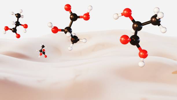 istock 3d rendering of lactic acid molecules and milk 1957924985