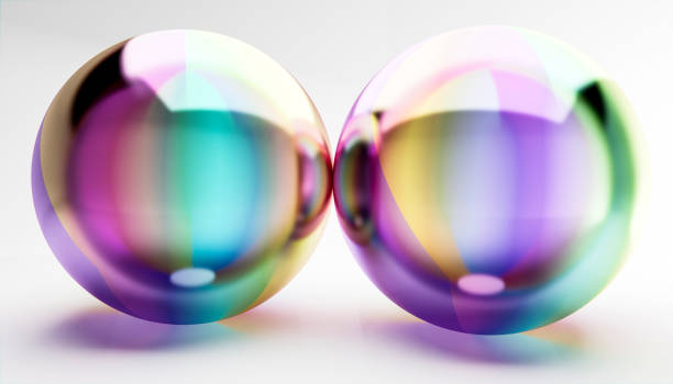 front view of big balls together in a 3d digital rendered image with bright colors