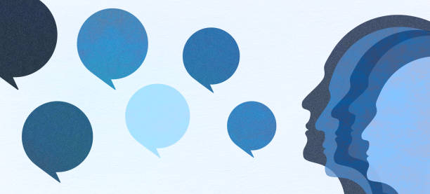 Dialogue concept. People heads with speech bubbles.