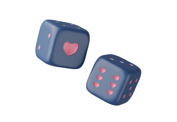 istock 3D render, Minimal cube Dice with random pink heart and number dots  isolated on background, give heart, icon element for social media and mock up, love concept. 1958016099