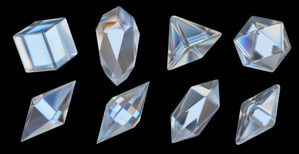istock Crystal dispersion geometry shape set isolated on black background 3d rendering without AI generated 1958039334