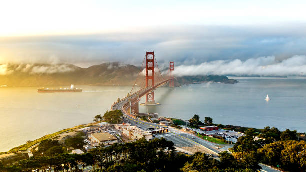 Golden Gate Bridge Looking towards the Golden Gate Bridge in San Francisco. west marin stock pictures, royalty-free photos & images