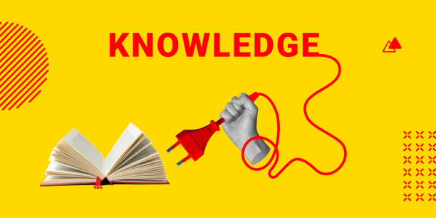 istock Training, courses, leveling up, gaining knowledge of the concept. Hand with electric plug connects word of KNOWLEDGE to book. Minimalistic humorous art collage 1958139579