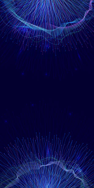 Abstract background with motion blurred lines in blue tones.