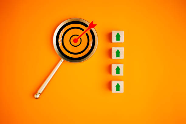 istock Target goal on background, Successful project plan, Business strategy planning management, Business goal on magnifying glass, New project plan of company 1958151615