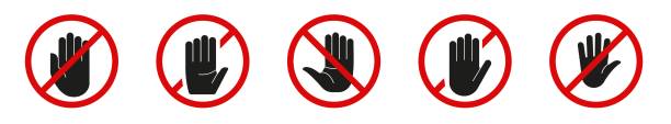 ilustrações de stock, clip art, desenhos animados e ícones de restricted area crossed hand sign. access denied - sign language american sign language text human hand