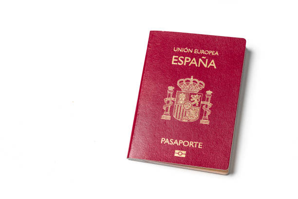istock Spanish passport isolated on white background. Copy space 1958178362