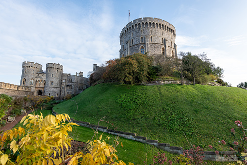 Windsor.Berkshire.United Kingdom.December 2nd 2022.The round tower at Windsor castle in Berkshire