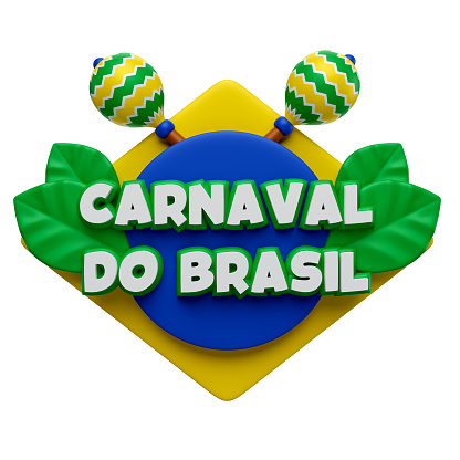 3d Render Illustration Carnaval Do Brasil Text with ornaments