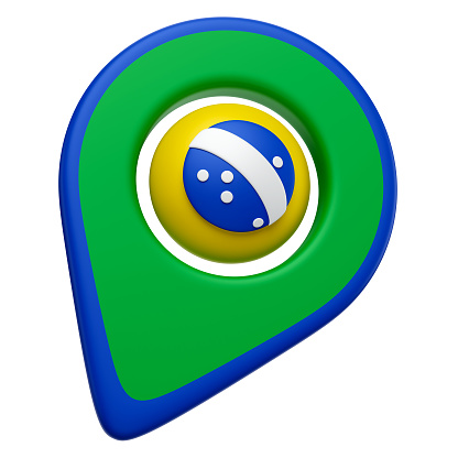 3d Render Illustration location signal with Brazilian Coat of Arms