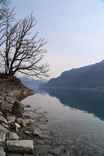 reflection, water reflection, water, blue, mountains, alps, clouds, Mountain lake