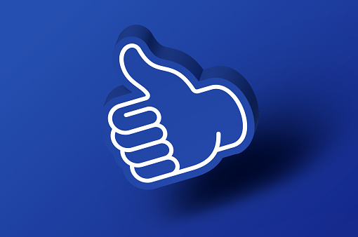 Social media thumbs up like symbol.