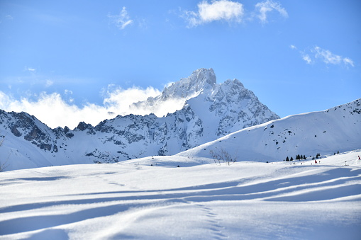 Winter scenery of French alps by winter