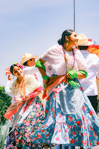 Tlaxcala, Puebla-Mexico. The dancers perform folkloristic Mexican dancing