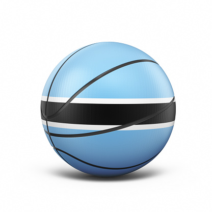 3d Render Botswana Flag Basketball Ball, object + shadow clipping path