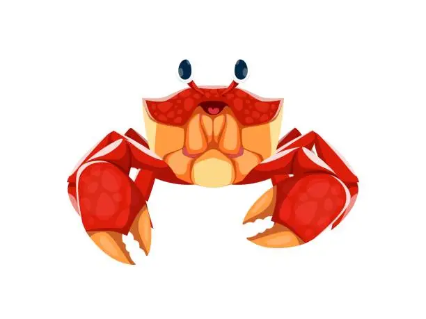 Vector illustration of Cartoon sea crab character, vector marine animal