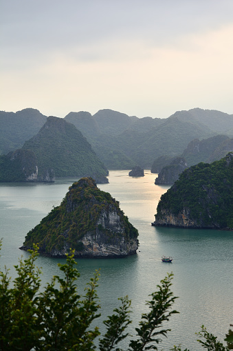Karst islands in Ha Long Bay from Ti Top island, Vietnam