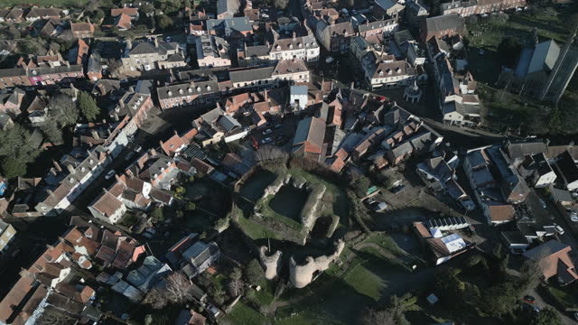 Bungay, Suffolk, and it's Norman Castle (boom up)