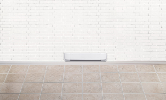 White wall-mounted electric baseboard convection heater