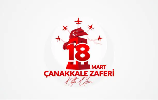 Vector illustration of 18 March, Canakkale Victory Day Turkey celebration card.