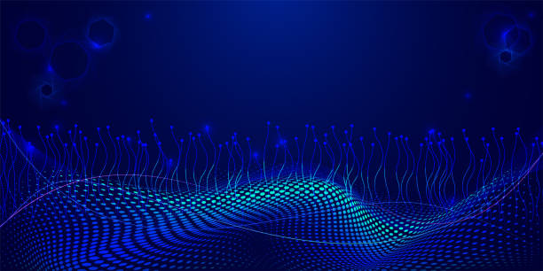 istock Wave of dots and weave lines. Abstract background. Network connection structure. 1958723208