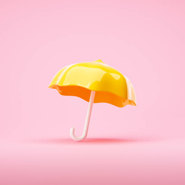 istock Yellow Umbrella, Weather forecast sign. 3d render illustration 1958728064
