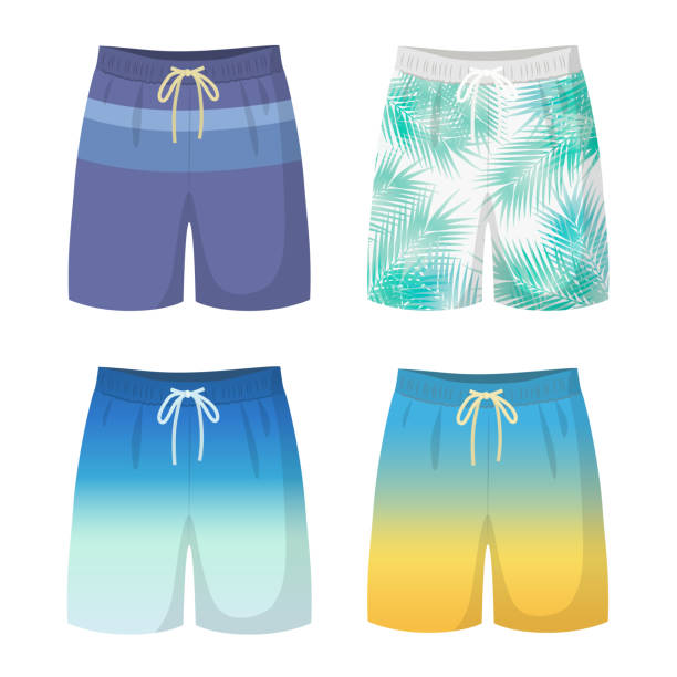 illustrations, cliparts, dessins animés et icônes de ensemble de maillots de bain pour hommes - swimming trunks shorts swimming shorts clothing