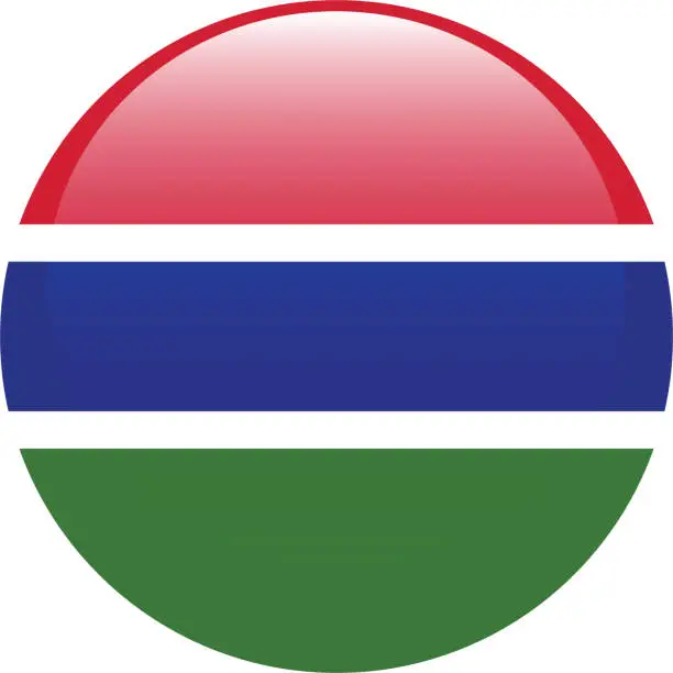 Vector illustration of Gambia flag. Button flag icon. Standard color. Circle icon flag. 3d illustration. Computer illustration. Digital illustration. Vector illustration.