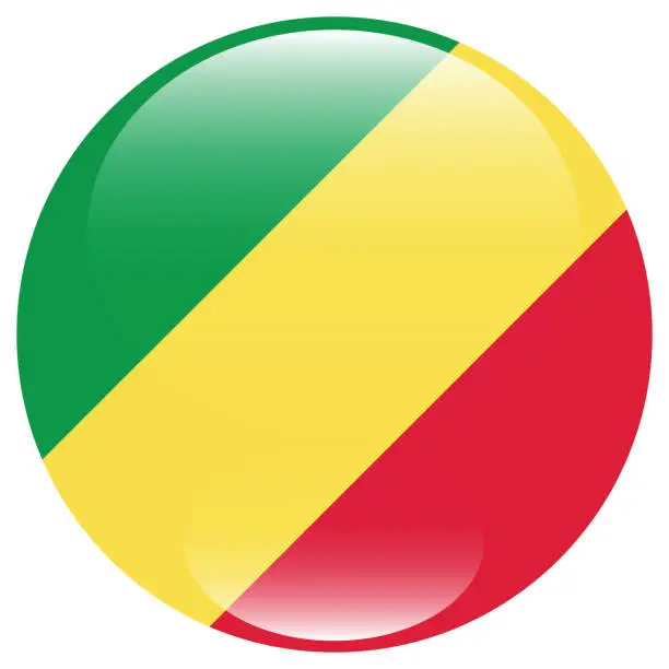 Vector illustration of Congo flag. Button flag icon. Standard color. Circle icon flag. 3d illustration. Computer illustration. Digital illustration. Vector illustration.