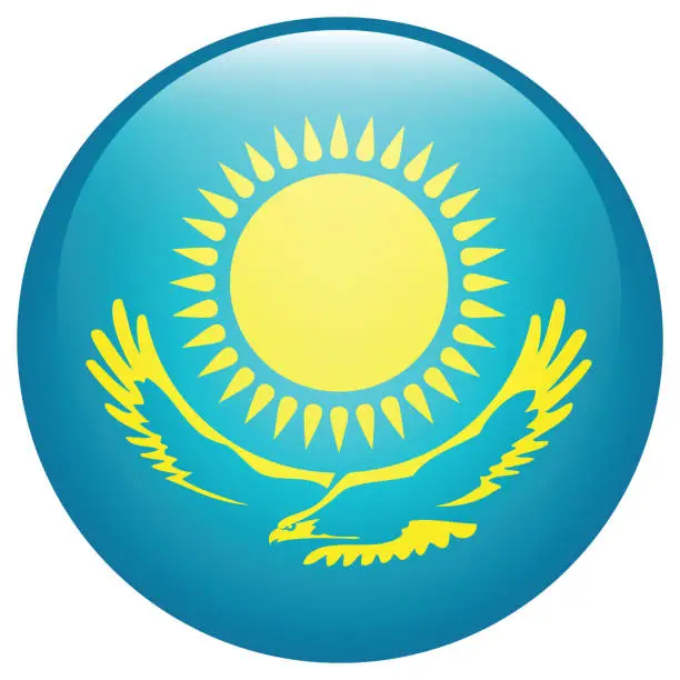 Vector illustration of Kazakhstan flag. Flag icon. Standard color. Circle icon flag. 3d illustration. Computer illustration. Digital illustration. Vector illustration.