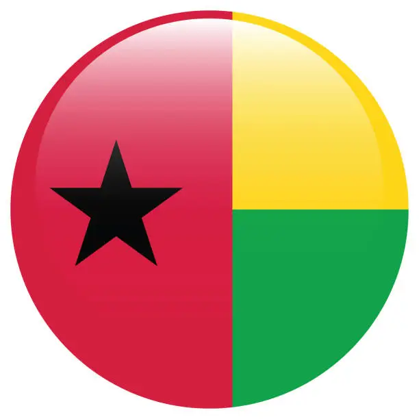 Vector illustration of Flag of Guinea-Bissau. Flag icon. Standard color. Circle icon flag. 3d illustration. Computer illustration. Digital illustration. Vector illustration.