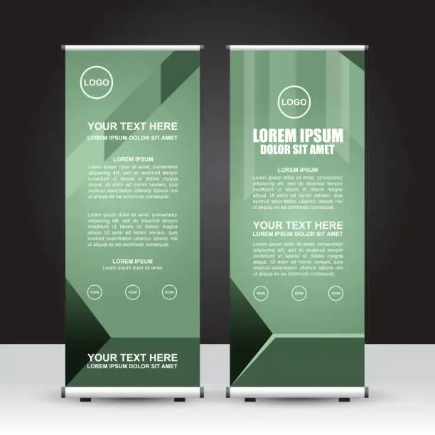 Vector illustration of Sap Green color combination theme Roll Up Banner template.