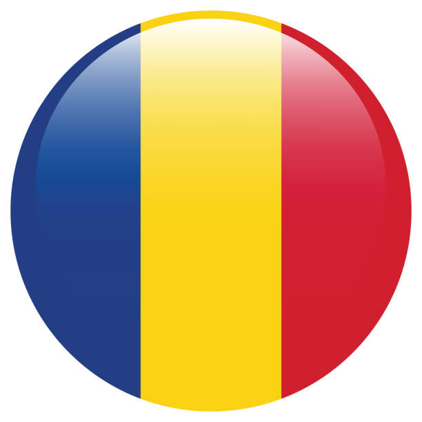 illustrazioni stock, clip art, cartoni animati e icone di tendenza di romania flag. flag icon. standard color. a round flag. 3d illustration. computer illustration. digital illustration. vector illustration. - romania romanian culture romanian flag flag