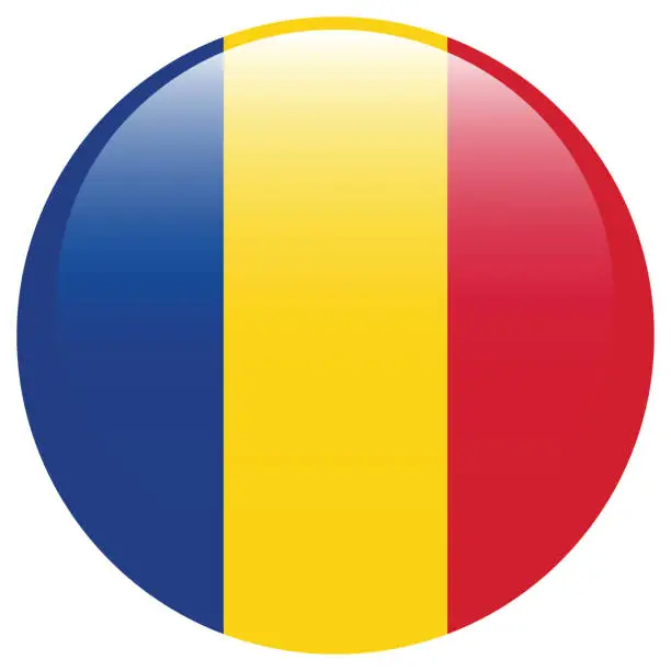Vector illustration of Romania flag. Flag icon. Standard color. A round flag. 3d illustration. Computer illustration. Digital illustration. Vector illustration.