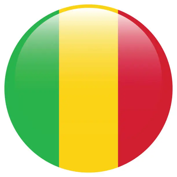 Vector illustration of Mali flag. Flag icon. Standard color. Circle icon flag. 3d illustration. Computer illustration. Digital illustration. Vector illustration.