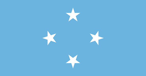 Flag of Federated States of Micronesia. The official ratio. Flag icon. Standard color. Standard size. A rectangular flag. Computer illustration. Digital illustration. Vector illustration.