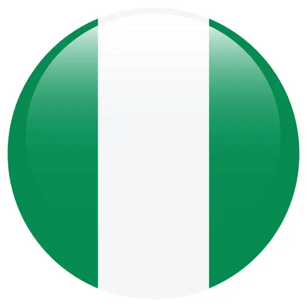 Vector illustration of Nigeria flag. Flag icon. Standard color. Circle icon flag. 3d illustration. Computer illustration. Digital illustration. Vector illustration.
