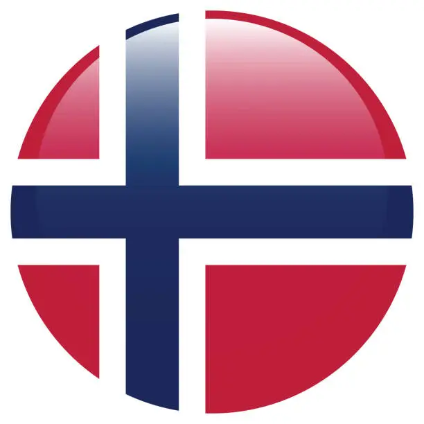 Vector illustration of Norway flag. Flag icon. Standard color. Circle icon flag. 3d illustration. Computer illustration. Digital illustration. Vector illustration.