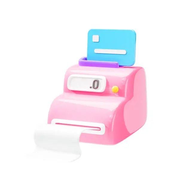 POS terminal icon on isolated white background. 3d render illustration