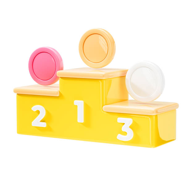 istock Winners podium with coin, high trade volume of currency concept. First and second and third places winning coin currency. 3d render illustration 1958864792