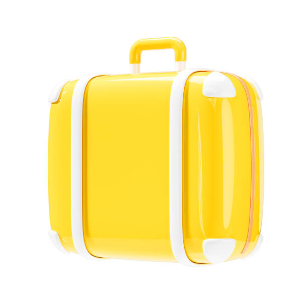 istock yellow suitcase, 3d luggage icon on isolated white background. 3d render illustration 1958865906