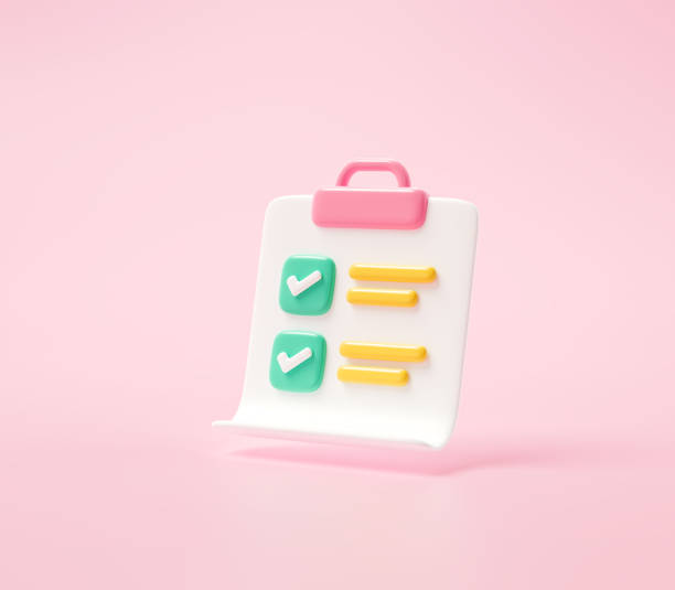 istock 3D Clipboard task management todo checklist, work project plan concept. clipboard on pink background. 3d render illustration 1958874269
