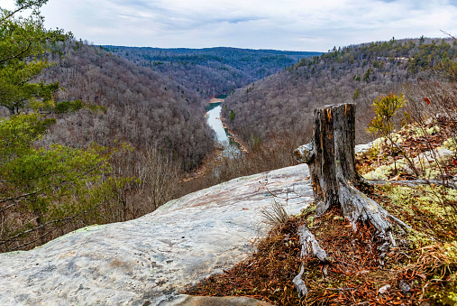 Panoramic view over Big South Fork National River and Recreation Area at Sunset Overlook trail