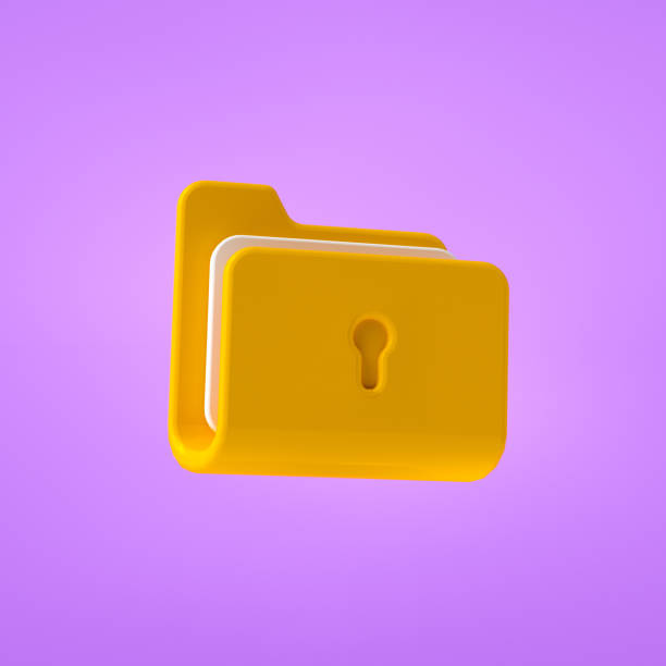 3d Folder icon. Cartoon style minimal folder with files backup and file management concept. 3d render illustration