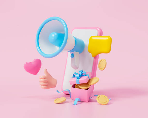 istock 3d megaphone speaker with smartphone for announcing promotion, promotion gift, supersale, backfriday sale. 3d render for alert and announcement 1958891622