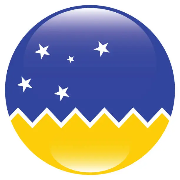 Vector illustration of Flag of the Chilean Antarctic Territory. Button flag icon. Standard color. Circle icon flag. 3d illustration. Computer illustration. Digital illustration. Vector illustration.