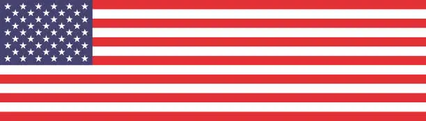 Vector illustration of United States flag. Flag icon. Standard color. Long bar icon. A rectangular flag. Computer illustration. Digital illustration. Vector illustration.