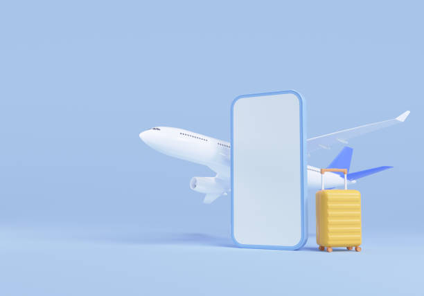 istock online travel booking via smartphone application concept. 3d render illustration 1958939079